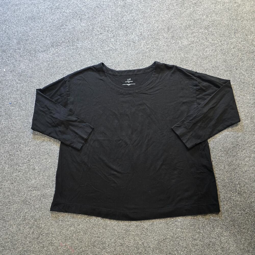 J Jill Top Womens Size XL Black Luxe Supima Relaxed Tee Stretchy Casual Basic